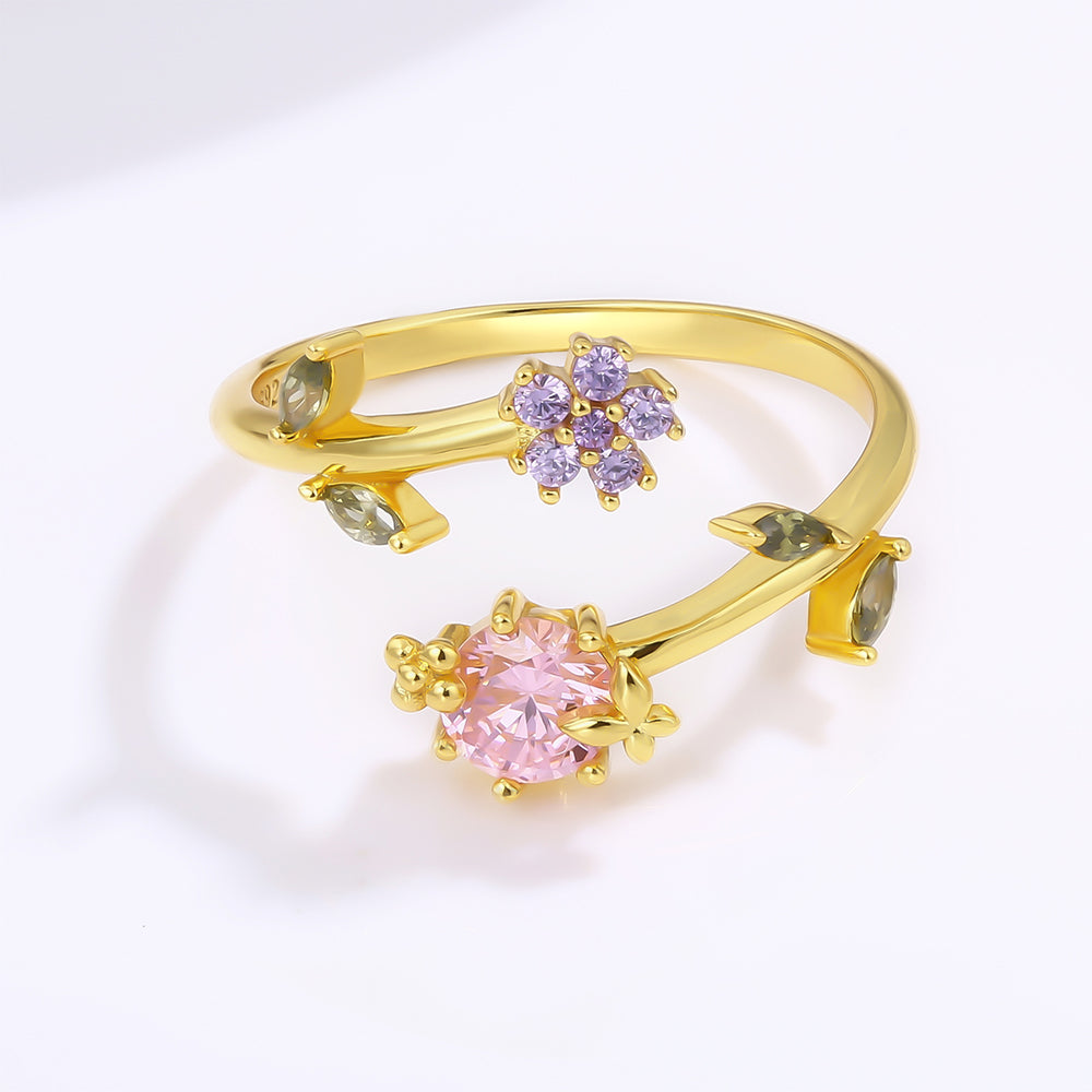 Arany tónusú Emporia Ötvözetű Gyűrű Rózsaszínű Emporia® Kristállyal és Lila Emporia® Kristállyal