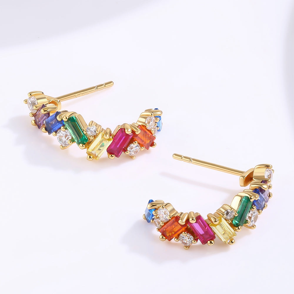 Arany tónusú Emporia Ötvözetű Fülbevaló Vörös Emporia® Kristállyal és Zöld Emporia® Kristállyal