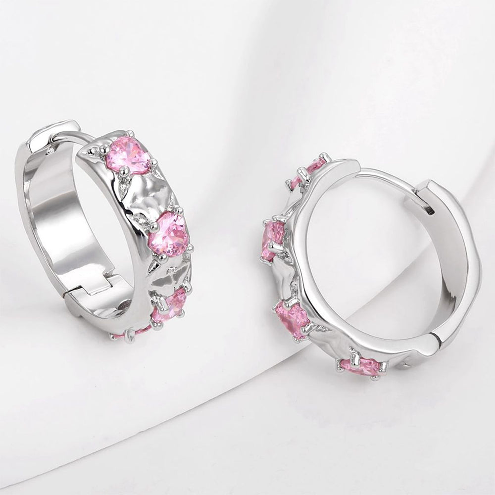 Arany tónusú Emporia Ötvözetű Fülbevaló Fehér Emporia® Kristállyal és Rózsaszínű Emporia® Kristállyal