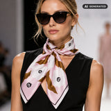 Rosewood Flowers Scarf, Blush Pink, 90 cm x 90 cm, 100% Silk