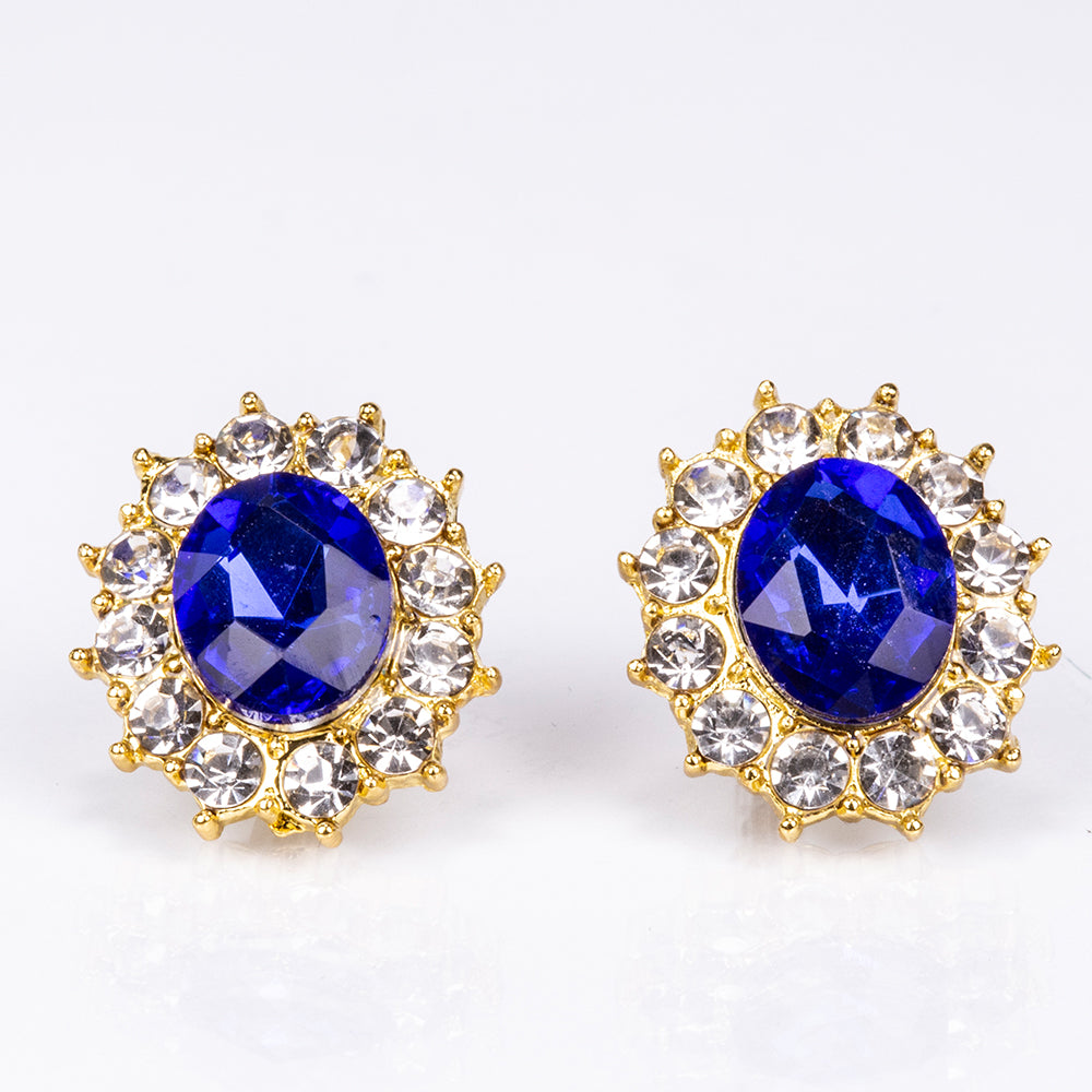 Arany tónusú Emporia Ötvözetű Szett Kék Emporia® Kristállyal és Fehér Emporia® Kristállyal ( Nyaklánc+Fülbevaló )