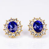 Arany tónusú Emporia Ötvözetű Szett Kék Emporia® Kristállyal és Fehér Emporia® Kristállyal ( Nyaklánc+Fülbevaló )