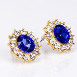 Arany tónusú Emporia Ötvözetű Szett Kék Emporia® Kristállyal és Fehér Emporia® Kristállyal ( Nyaklánc+Fülbevaló )