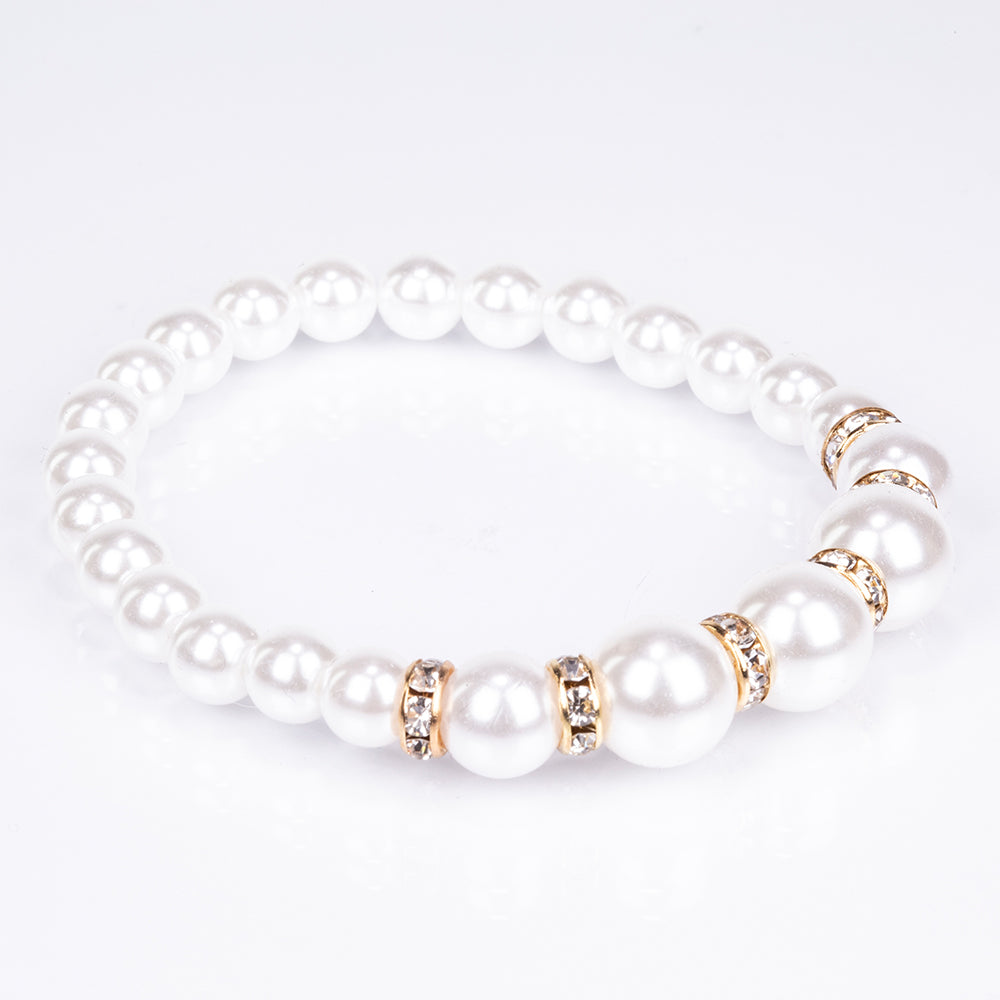 Arany tónusú Emporia Ötvözetű Óra Fehér Emporia® Kristállyal ( Nyaklánc+Fülbevaló+Karkötő )