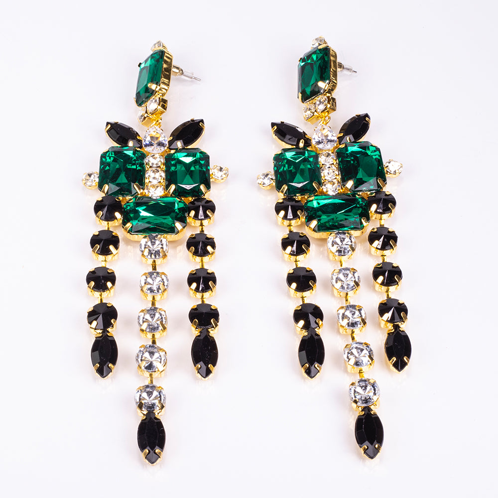 Arany tónusú Emporia Ötvözetű Szett Zöld Emporia® Kristállyal és Fehér Emporia® Kristállyal ( Nyaklánc+Fülbevaló )