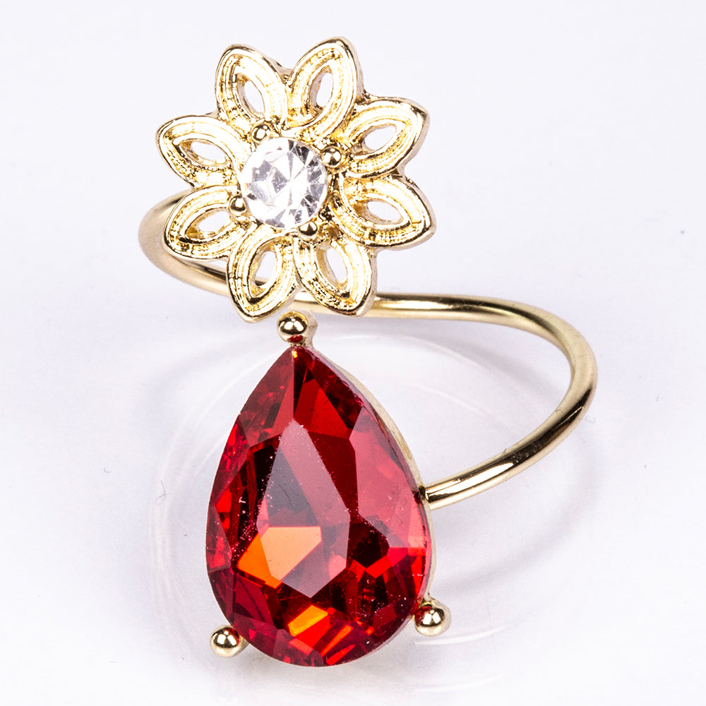 Arany tónusú Emporia Ötvözetű Szett Vörös Emporia® Kristállyal és Fehér Emporia® Kristállyal ( Nyaklánc+Fülbevaló )