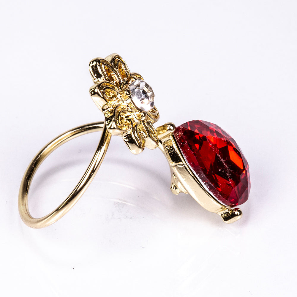 Arany tónusú Emporia Ötvözetű Szett Vörös Emporia® Kristállyal és Fehér Emporia® Kristállyal ( Nyaklánc+Fülbevaló )