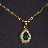 Arany tónusú Emporia Ötvözetű Szett Zöld Emporia® Kristállyal és Fehér Emporia® Kristállyal ( Nyaklánc+Fülbevaló+Karkötő+Gyűrű+Medál )