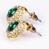 Arany tónusú Emporia Ötvözetű Szett Zöld Emporia® Kristállyal és Fehér Emporia® Kristállyal ( Nyaklánc+Fülbevaló+Karkötő+Gyűrű+Medál )