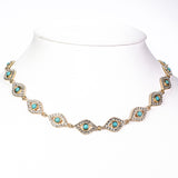 Arany tónusú Emporia Ötvözetű Szett Türkizzel és Fehér Emporia® Kristállyal ( Nyaklánc+Karkötő )