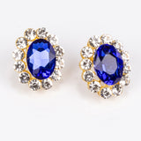 Arany tónusú Emporia Ötvözetű Szett Kék Emporia® Kristállyal és Fehér Emporia® Kristállyal ( Nyaklánc+Fülbevaló )