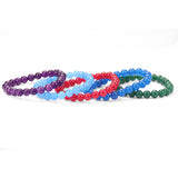 Set of Bracelet with Dyed Amethyst Jade, Green Jade, Light Blue Jade, Dark Blue Jade and Red Jade ATWG: 88.55 cts, AVG: 88.56 grms