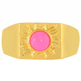 Arannyal Bevont Ezüst Gyűrű Etiópiai Neon Pink Opállal
