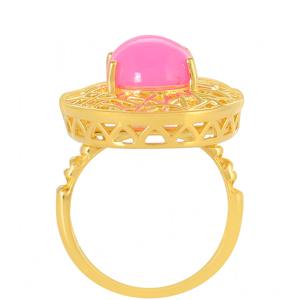 Arannyal Bevont Ezüst Gyűrű Etiópiai Neon Pink Opállal