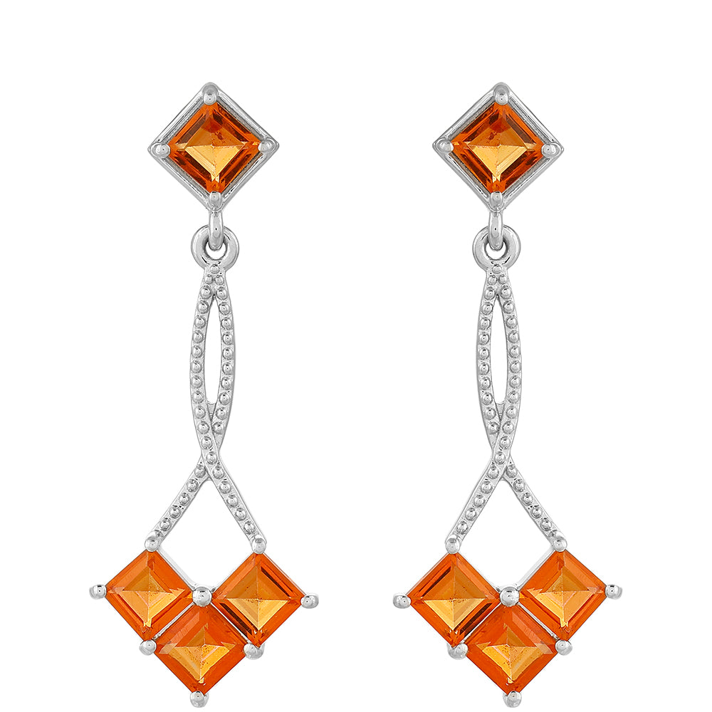 Ezüst Fülbevaló Padparadschai Kvarccal