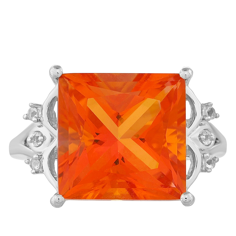 Ezüst Gyűrű Padparadschai Kvarccal és Fehér Topázzal