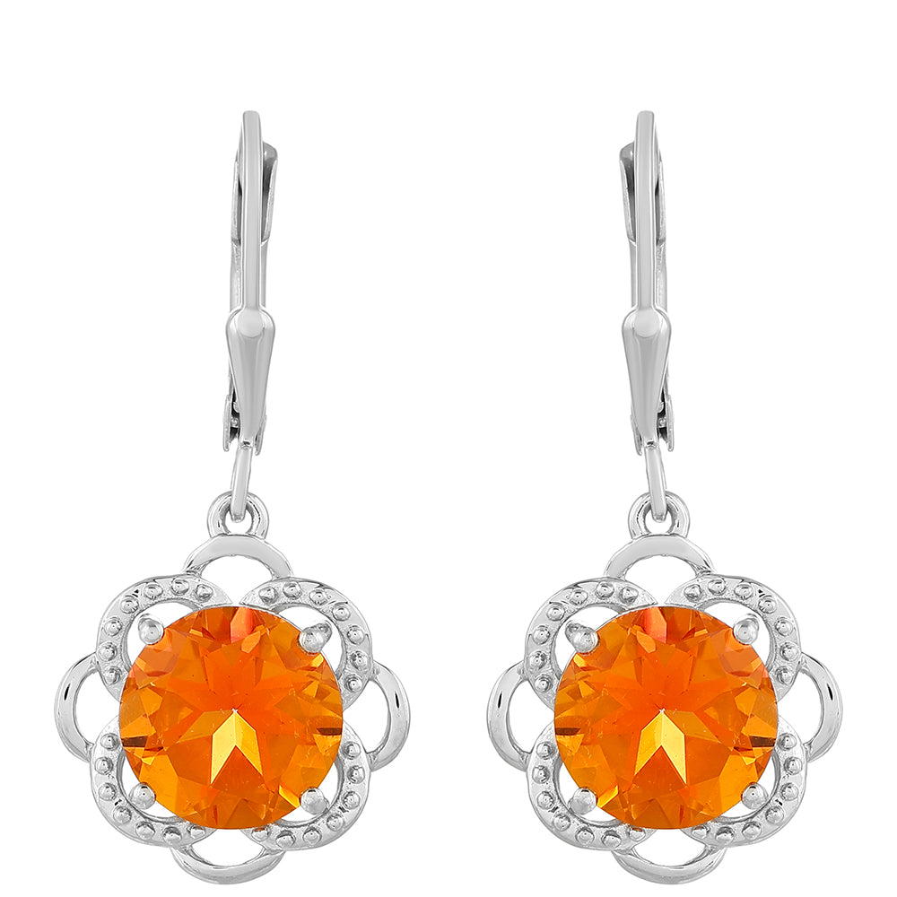 Ezüst Fülbevaló Padparadschai Kvarccal