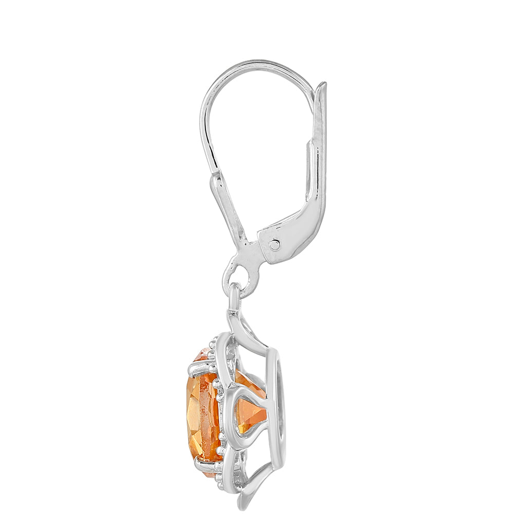 Ezüst Fülbevaló Padparadschai Kvarccal