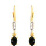 Arannyal Bevont Ezüst Fülbevaló Fekete Turmalinnal és Fehér Topázzal