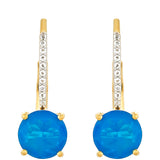 Arannyal Bevont Ezüst Fülbevaló Etiópiai Paraiba Kék Opállal és Fehér Topázzal