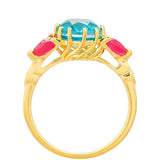 Arannyal Bevont Ezüst Gyűrű Paraiba Kvarccal és Vörös Kvarccal