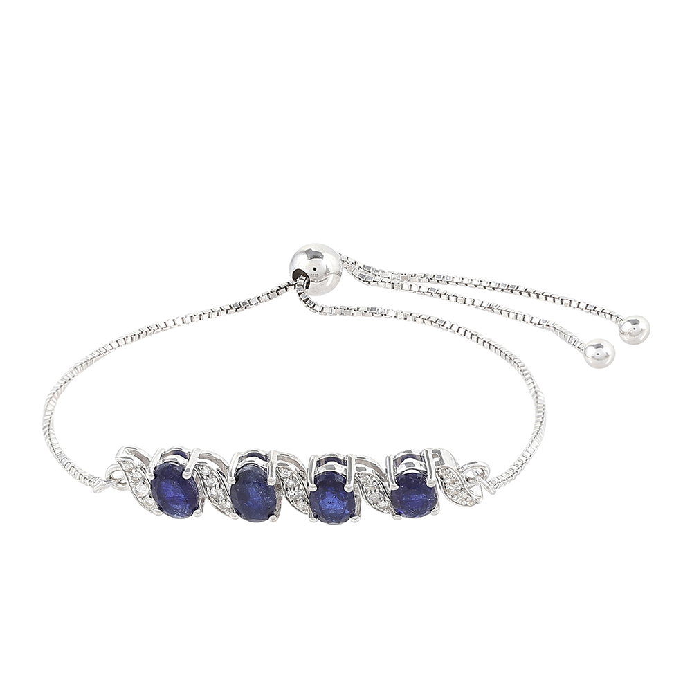 Ezüst Karkötő Thai Zafírral és Fehér Topázzal