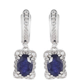 Ezüst Fülbevaló Thai Zafírral és Fehér Topázzal