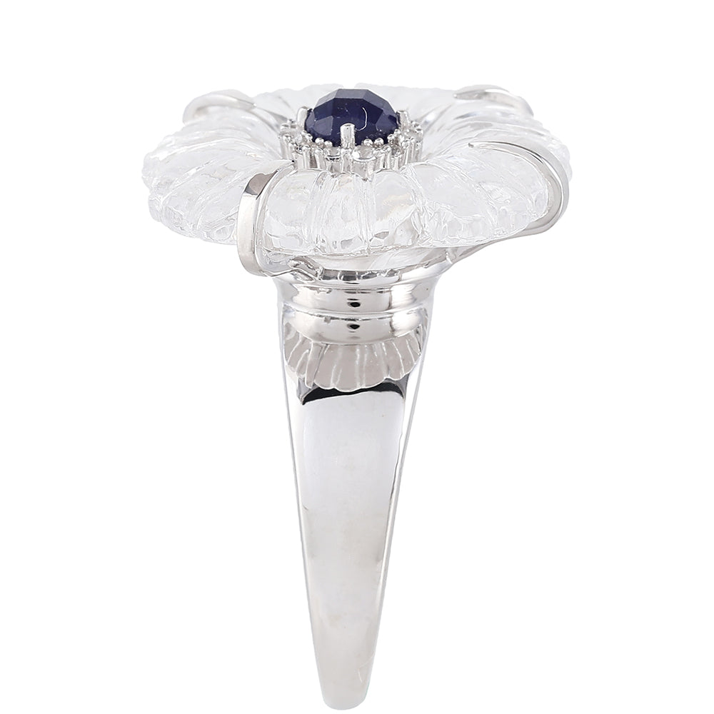 Ezüst Gyűrű Thai Zafírral és Kristály Kvarccal