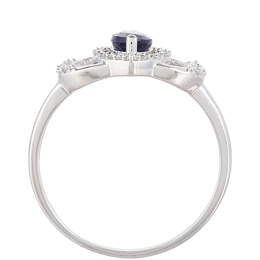 Ezüst Gyűrű Thai Zafírral és Fehér Topázzal