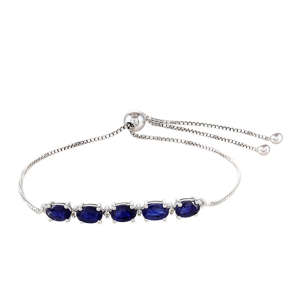 Ezüst Karkötő Thai Zafírral és Fehér Topázzal