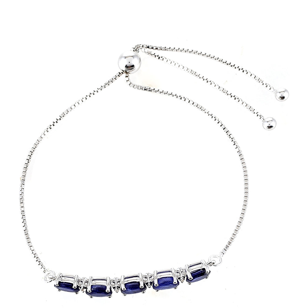 Ezüst Karkötő Thai Zafírral és Fehér Topázzal
