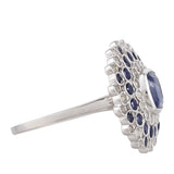 Ezüst Gyűrű Thai Zafírral és Fehér Topázzal