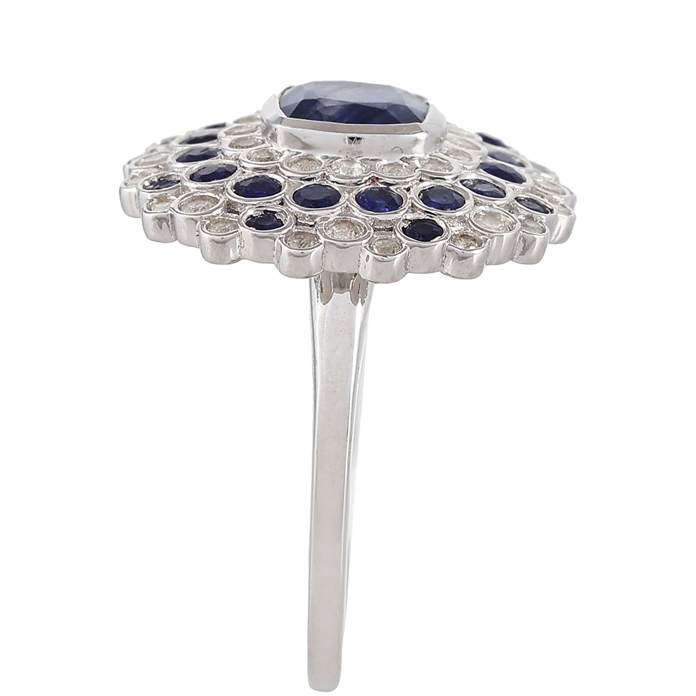 Ezüst Gyűrű Thai Zafírral és Fehér Topázzal