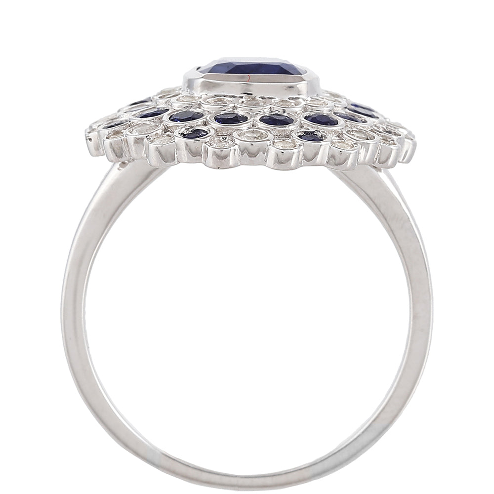 Ezüst Gyűrű Thai Zafírral és Fehér Topázzal