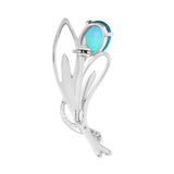Ezüst Bross Páva Kvarccal és Fehér Topázzal