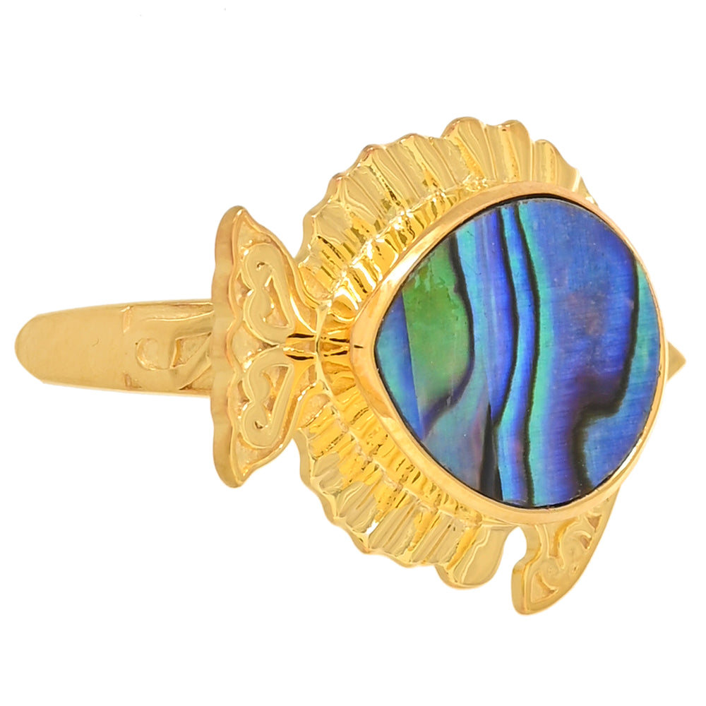Arannyal Bevont Ezüst Gyűrű Abalone Kagylóval