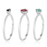 Ezüst Szett Thai Rubinnal és Brazil Smaragddal ( Gyűrű )