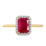Arannyal Bevont Ezüst Gyűrű Thai Rubinnal és Fehér Topázzal