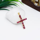 Kereszt Arannyal Bevont Ezüst Medál Madagaszkári Rubinnal