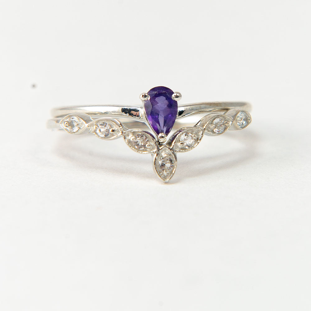 Ezüst Szett Marokkói Ametiszttel és Fehér Topázzal ( Gyűrű )