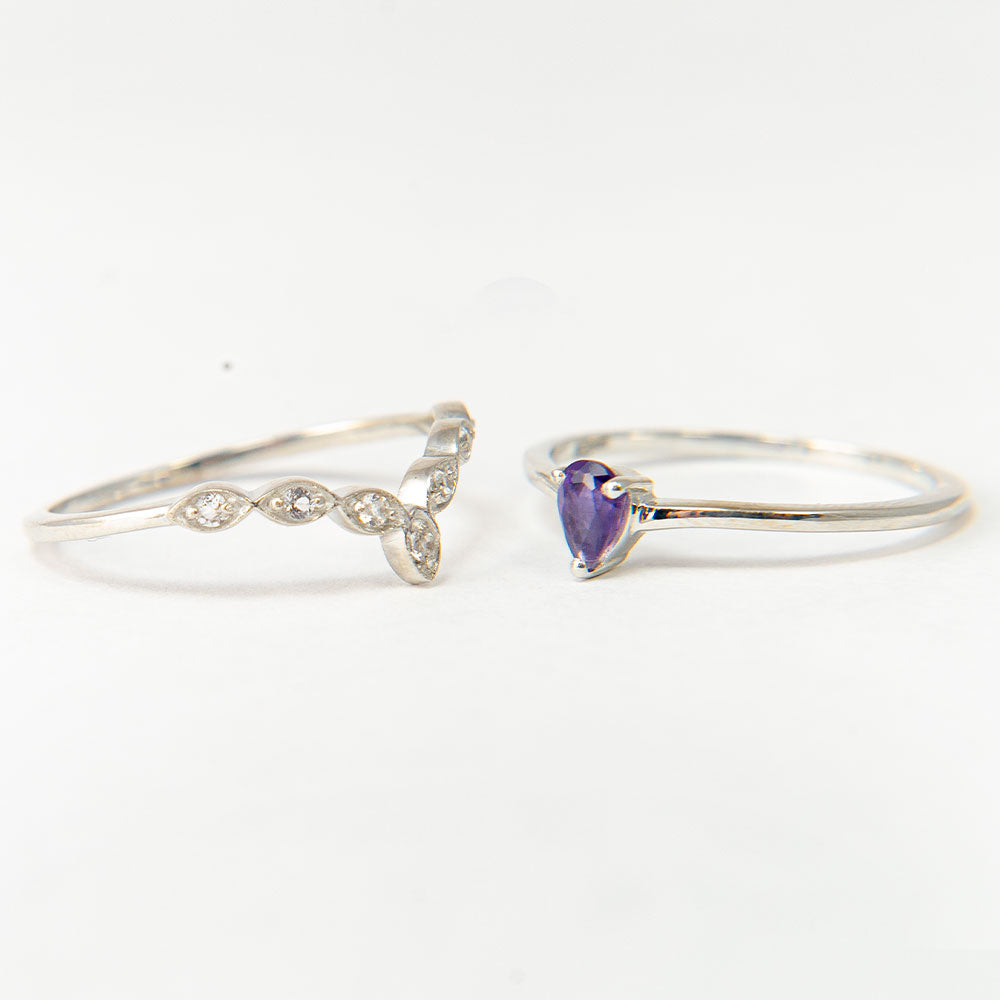 Ezüst Szett Marokkói Ametiszttel és Fehér Topázzal ( Gyűrű )