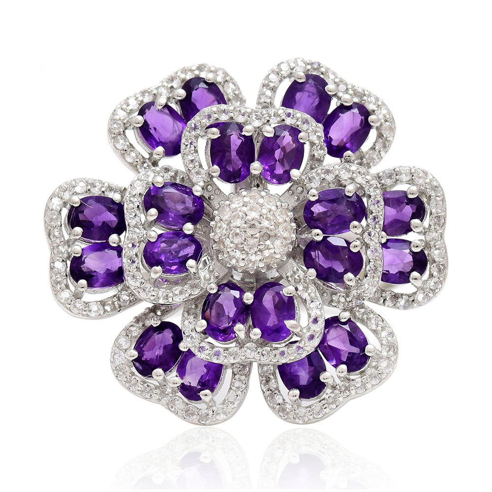 Ezüst Gyűrű Marokkói Ametiszttel és Fehér Topázzal