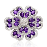 Ezüst Gyűrű Marokkói Ametiszttel és Fehér Topázzal