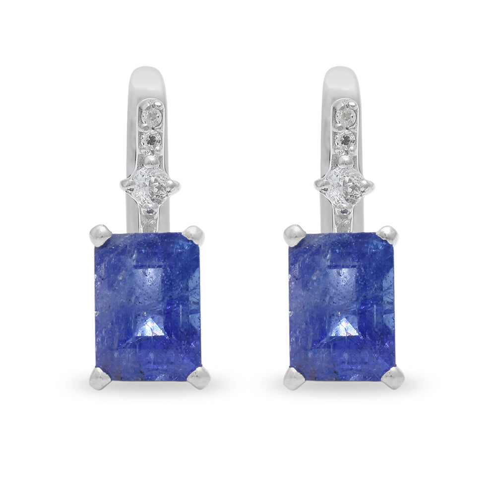 Ezüst Fülbevaló "AAA" Osztályú Tanzanittal és Fehér Topázzal