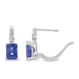 Ezüst Fülbevaló "AAA" Osztályú Tanzanittal és Fehér Topázzal