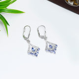 Ezüst Fülbevaló "AAA" Osztályú Tanzanittal és Fehér Topázzal