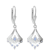 Ezüst Fülbevaló "AAA" Osztályú Tanzanittal és Fehér Topázzal