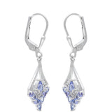 Ezüst Fülbevaló "AAA" Osztályú Tanzanittal és Fehér Topázzal
