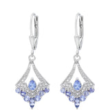 Ezüst Fülbevaló "AAA" Osztályú Tanzanittal és Fehér Topázzal