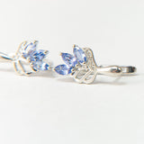 Ezüst Fülbevaló "AAA" Osztályú Tanzanittal és Fehér Topázzal